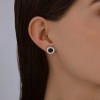 Серьги из серебра с фианитами и эмалью «Черный Орбитал» Соколов (арт.94-122-02235-1)