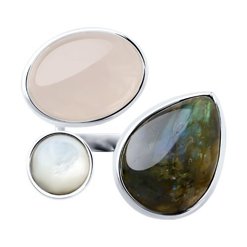 Кольцо из серебра с  кварцем, лабрадоритом и перламутром (Арт.83010073)