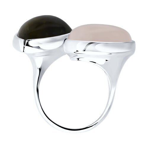 Кольцо из серебра с  кварцем, лабрадоритом и перламутром (Арт.83010073)