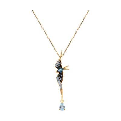 Колье золотое с топазом и фианитами «Танец света» SOKOLOV (арт.770411)