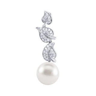 Кулон с бриллиантами и жемчугом «Листья росы» из белого золота MyJewels (арт.EZPP-P04859X_WW_WG)