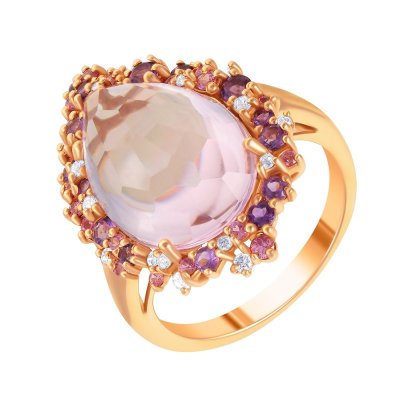 Кольцо из золота с аметистом и бриллиантом (Арт.hf04704r-rpaps_ps_am_pink)