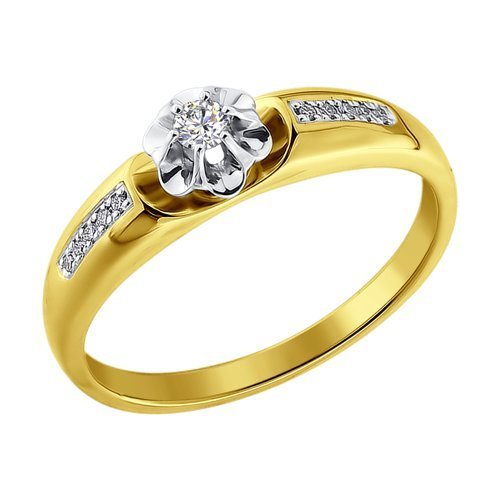 Кольцо из желтого золота с бриллиантами (Арт.1011209-2)