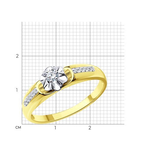 Кольцо из желтого золота с бриллиантами (Арт.1011209-2)