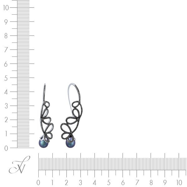 Серьги из белого золота с бриллиантом и жемчугом (Арт.mker0667_wb_db_wg)