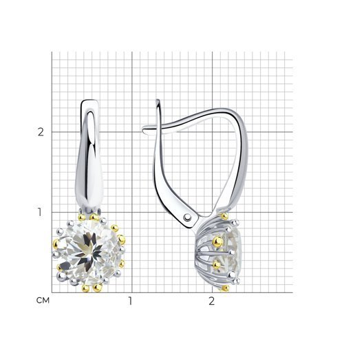 Серьги из золочёного серебра с горным хрусталем (Арт.92021914)
