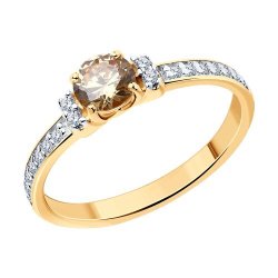 Кольцо из золочёного серебра с фианитами (Арт.93-110-01556-2)