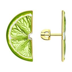 Серьги из золочёного серебра с эмалью (Арт.93021021)