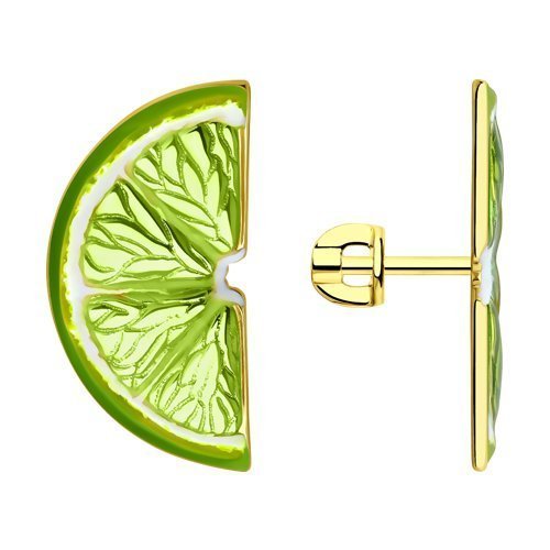 Серьги из золочёного серебра с эмалью (Арт.93021021)