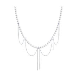Колье из серебра с синтетическим жемчугом (Арт.94071368)