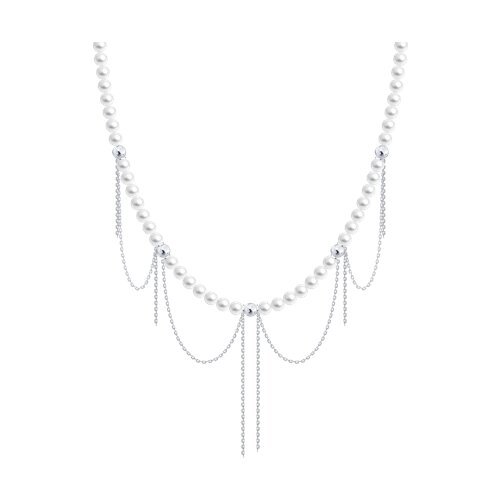 Колье из серебра с синтетическим жемчугом (Арт.94071368)