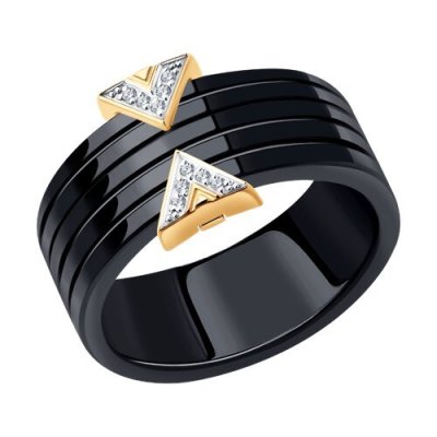 Кольцо из золота с бриллиантами и керамической вставкой (Арт.51-210-00150-2)