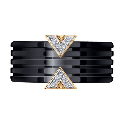 Кольцо из золота с бриллиантами и керамической вставкой (Арт.51-210-00150-2)