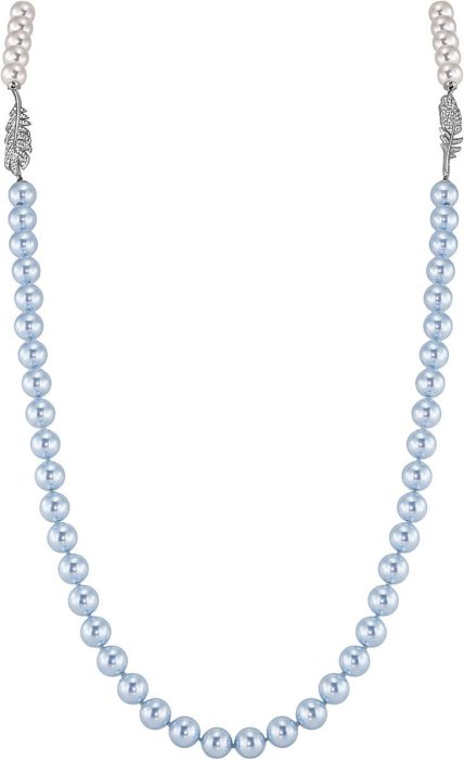 Ожерелье из серебра с жемчугом и куб. цирконием (Арт.26l-p36-s-1-27)