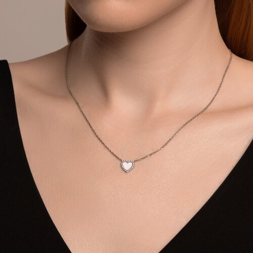 Колье из серебра с фианитами и эмалью (Арт.94070965)