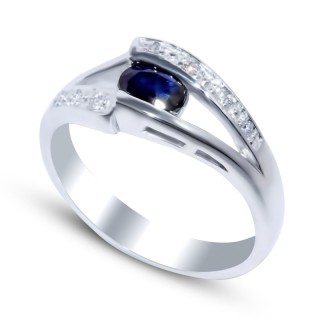 Кольцо серебряное с корундом и куб. цирконием «Крылья ночи» Myjewels (арт.21gre1855-69_korundsapf_kubcirkonii)