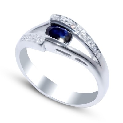 Кольцо серебряное с корундом и куб. цирконием «Крылья ночи» Myjewels (арт.21gre1855-69_korundsapf_kubcirkonii)