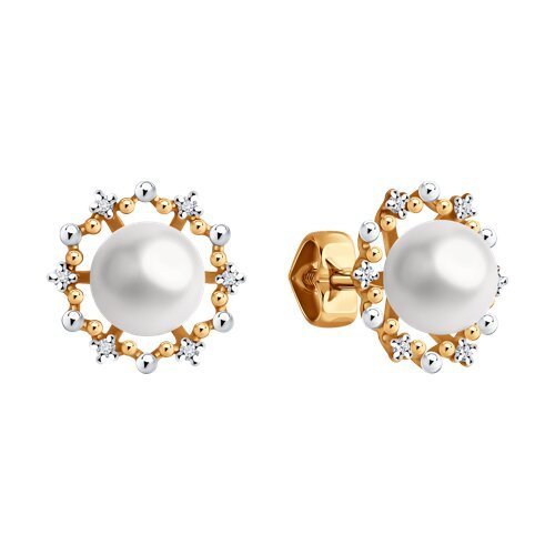 Серьги из золота с бриллиантами и жемчугом (Арт.51-222-02021-1)
