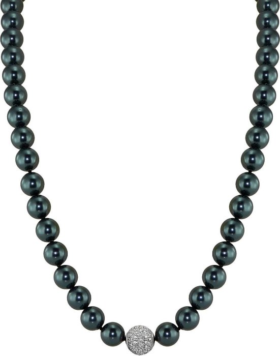 Ожерелье из серебра с жемчугом и куб. цирконием (Арт.91l-sk-24)