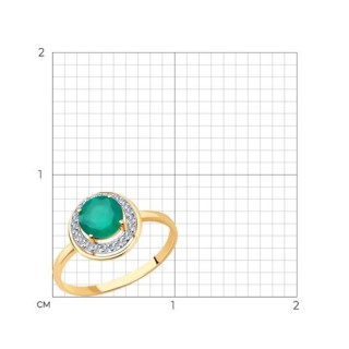 Кольцо золотое с агатом и фианитами «Изумрудный Ореол» SOKOLOV (арт.51-310-01426-2)