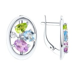 Серьги из серебра с миксом камней (Арт.94-320-00659-1)