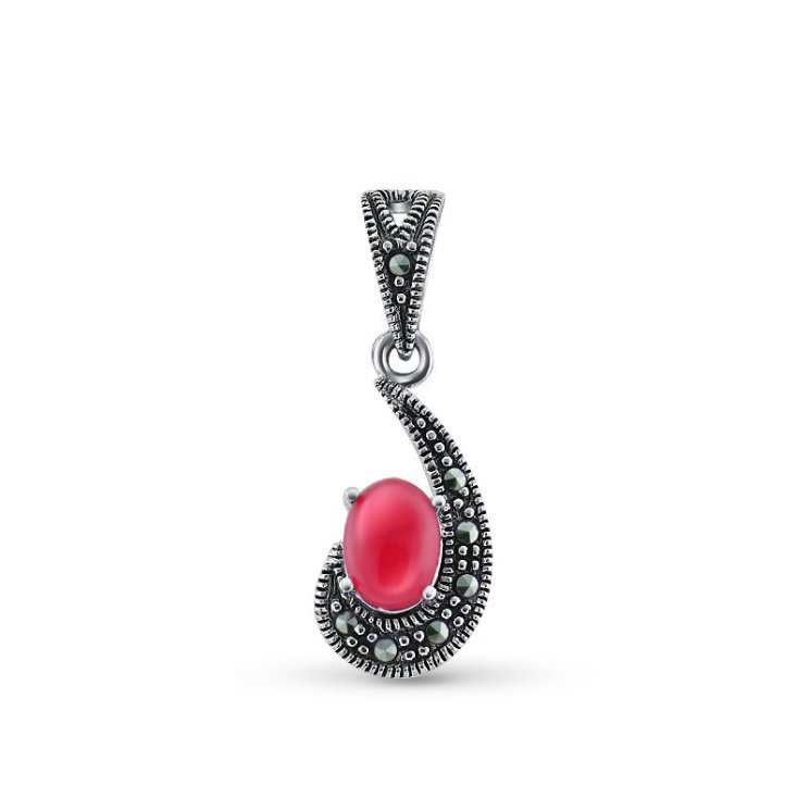 Подвеска Серебряные крылья (Арт.230018-300d-39_agat_markazit)