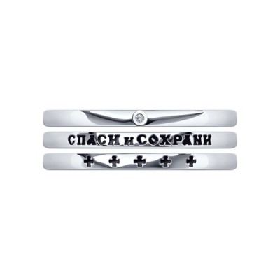 Кольцо серебряное с фианитом и эмалью «Спаси и Сохрани» SOKOLOV (арт.94012681)