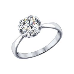 Кольцо из серебра с фианитом (Арт.94013660)