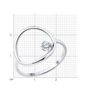 Кольцо из серебра с фианитом «Воздушное Сердце» Соколов (арт.94013871)