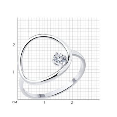 Кольцо из серебра с фианитом «Воздушное Сердце» Соколов (арт.94013871)