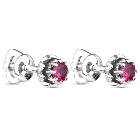 Серьги из золота с рубином Русские Самоцветы (Арт.95418)