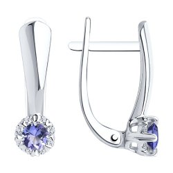 Серьги из белого золота с бриллиантами и танзанитами (Арт.6024082)