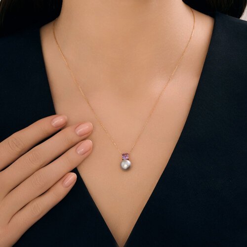 Колье золотое пробы 585 с жемчугом (Арт.797105)