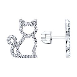 Серьги из серебра с фианитами (Арт.94026041)