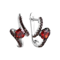 Серьги из серебра с гранатом (Арт.cz-e00935-x-wb-pg-x-br)