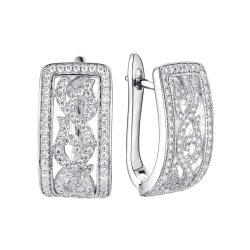 Серьги из серебра с фианитом (Арт.cz-e02933-x-w-x-x-w)