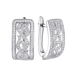 Серьги серебряные с фианитами «Lace Glow» Fresh Jewelry (арт.CZ-E02933-X-W-X-X-W)