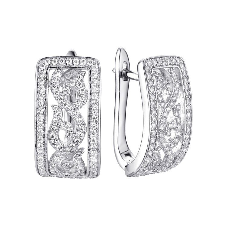Серьги из серебра с фианитом (Арт.cz-e02933-x-w-x-x-w)