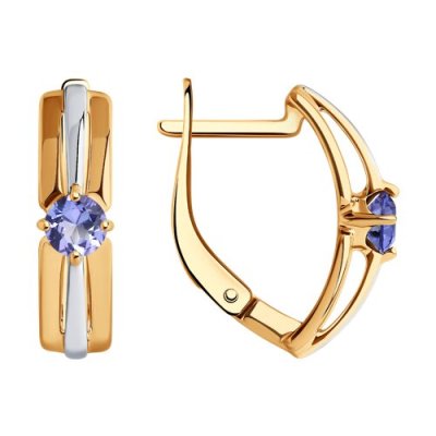 Серьги из золочёного серебра с танзанитами (Арт.92025310)