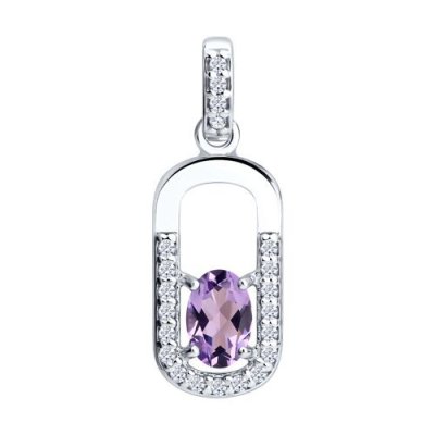 Подвеска из серебра с аметистом и фианитами (Арт.92030877)