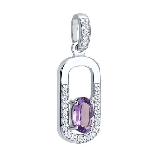 Подвеска из серебра с аметистом и фианитами (Арт.92030877)