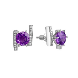 Серьги серебряные с аметистом и фианитами «Spring Light» Fresh Jewelry (арт.MP-E00013-X-W-Pur-X-W)