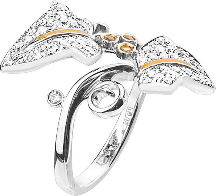 Кольцо из белого золота с бриллиантом и сапфиром (Арт.31235m1)