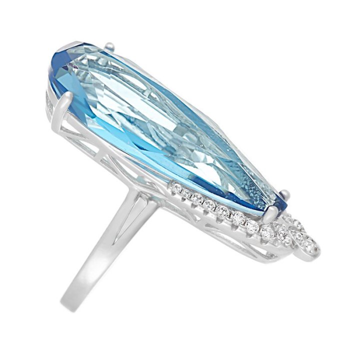 Кольцо из серебра с куб. цирконием и ситаллом (Арт.pd-r00296-x-w-lbg-x-w)