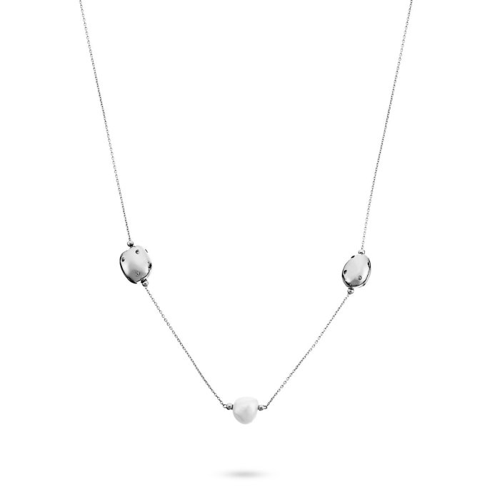 Ожерелье из серебра с жемчугом и куб. цирконием (Арт.rb-n00338-x-w-pn-x-w)