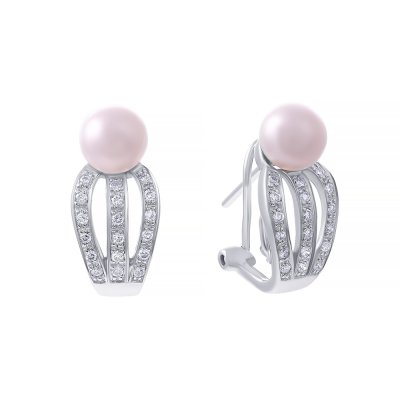 Серьги из белого золота с бриллиантом и жемчугом (Арт.e26231_wp_wg)