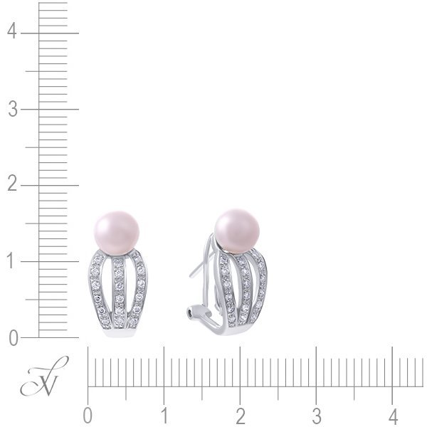 Серьги из белого золота с бриллиантом и жемчугом (Арт.e26231_wp_wg)