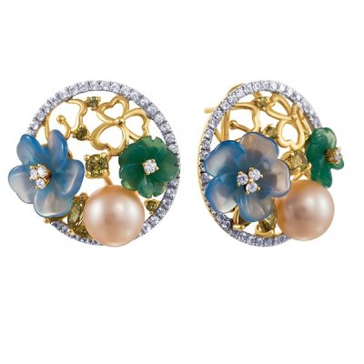 Серьги из золота с бриллиантом и жемчугом (Арт.e36954-4_sr_mc_wp_yg)