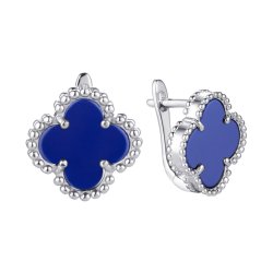 Серьги из серебра с керамикой (Арт.tc-e01207-bl-w-x-x-x)