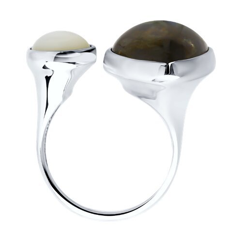 Кольцо из серебра с лабрадоритом и перламутром (Арт.83010074)